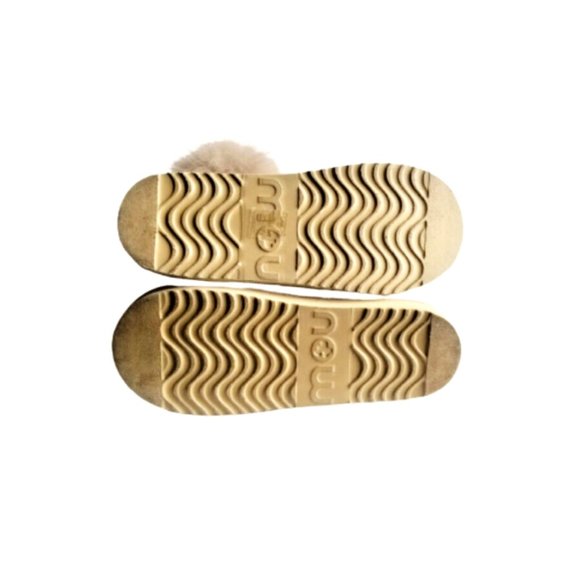 MOU Tall Winter Boots Stone Metallic Sheepskin Fur Trim Lace Up Sz 36 XS US 5 - Picture 8 of 13